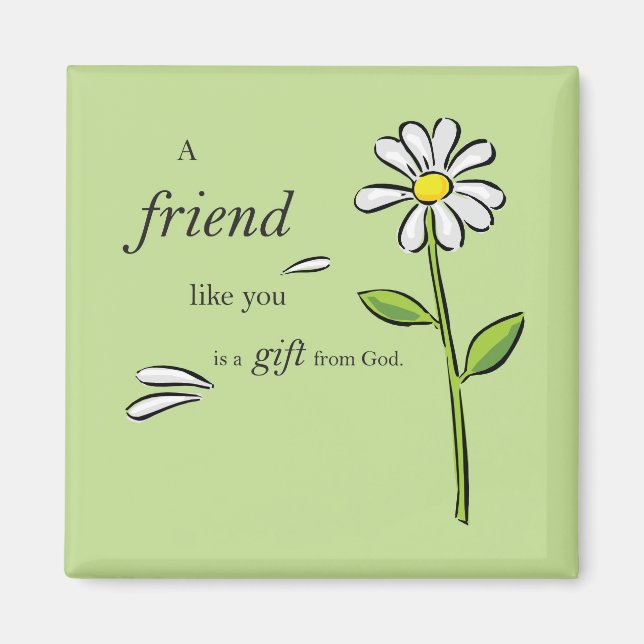 Imán Regalo de amigo de Dios, margarita sobre verde, re (Frente)