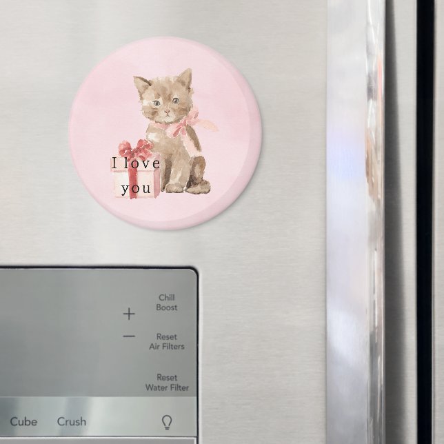 Imán Regalo de Amor Gato Rosa (In situ (nevera))
