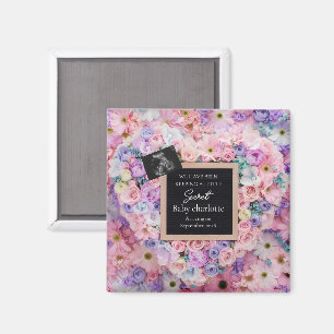 Imán Regalo de anuncio de embarazo de corazón floral pa
