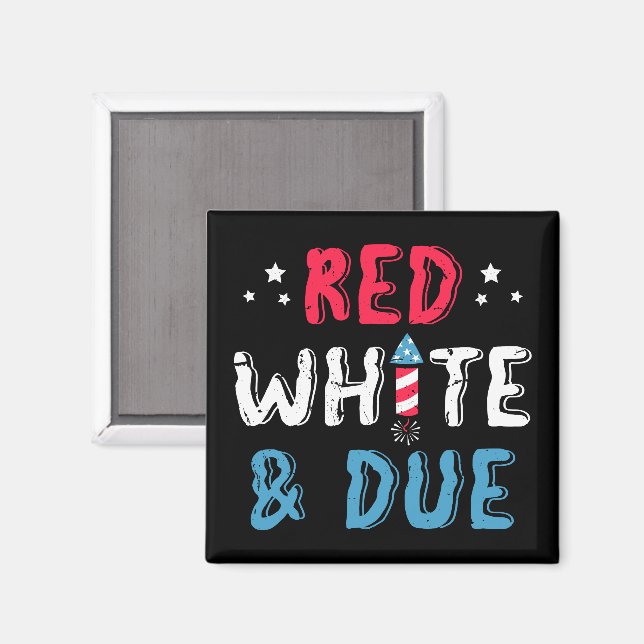Imán Regalo de Anuncio de Embarazo, Rojo Blanco y Deuda (Anverso/Reverso)