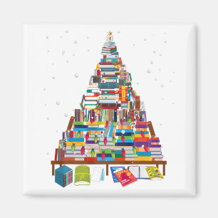 Imán Regalo de árbol de la biblioteca navideña para e