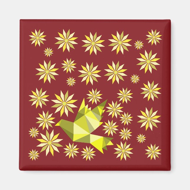 IMÁN REGALO DE ARTE CREATIVO FLOWER BIRD (Frente)