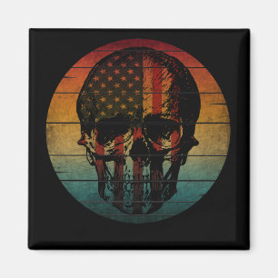 IMÁN REGALO DE BANDERA AMERICANA VINTAGE DE CALAVERA