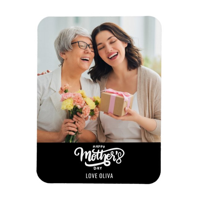 Imán Regalo de Collage de fotos blanco negro feliz día  (Vertical)