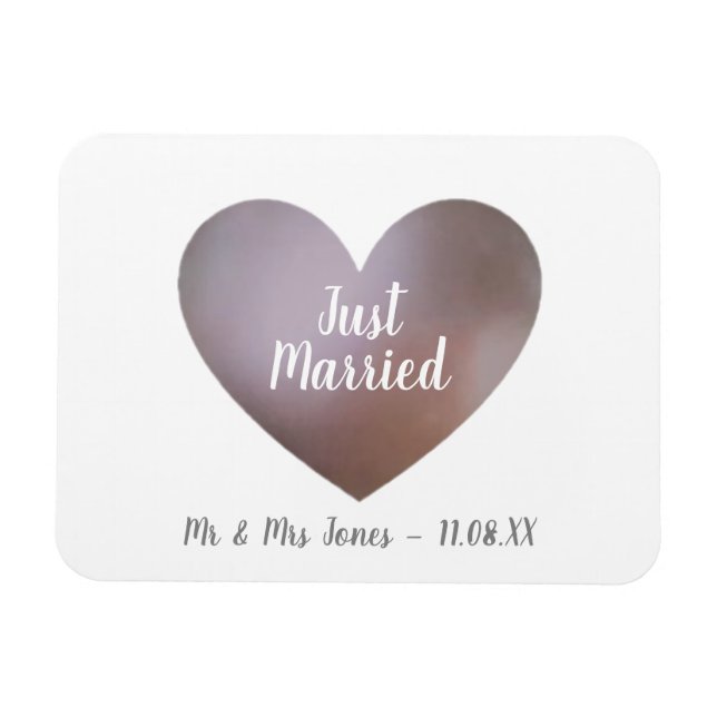 Imán Regalo de corazón morado y blanco (Horizontal)