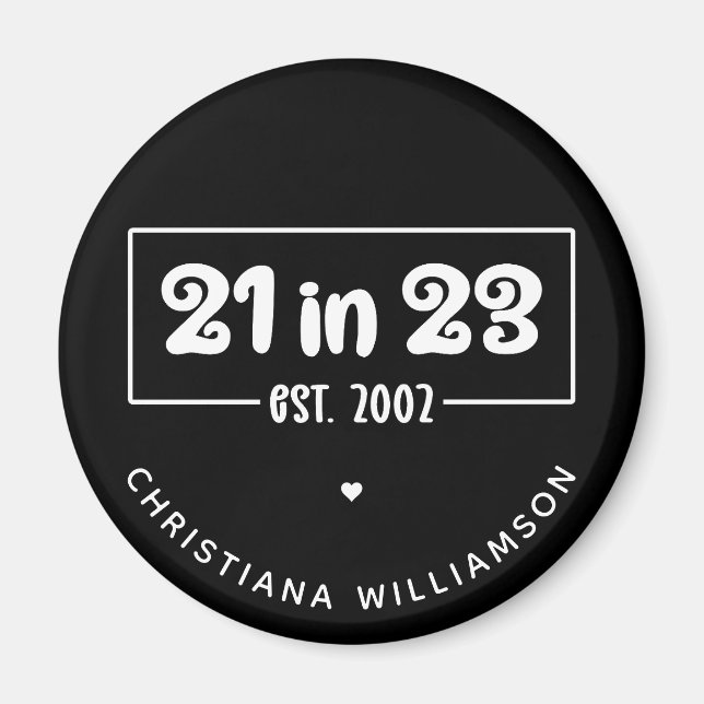 Imán Regalo de cumpleaños 21 personalizado en 23 de ene (Frente)