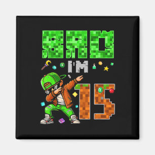 Imán Regalo de cumpleaños al estilo Pixel Dab Gamer par
