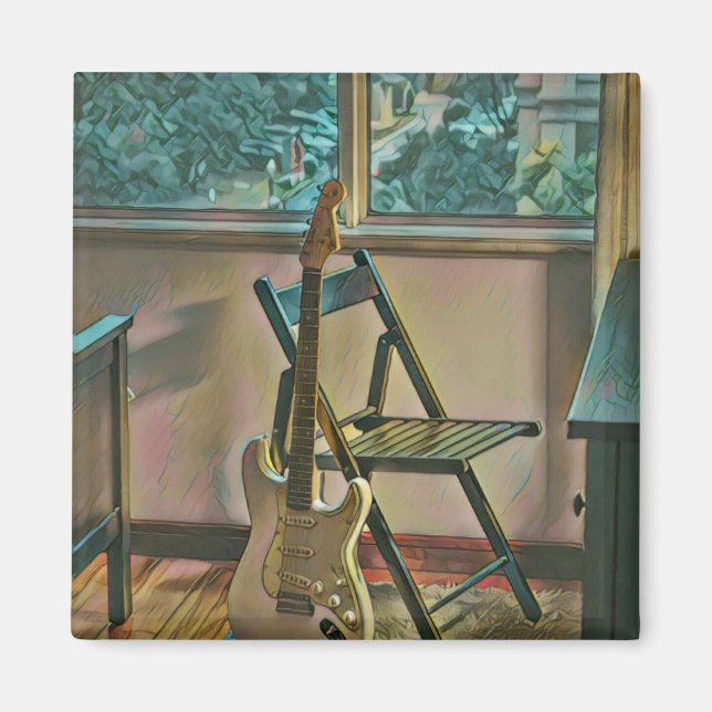 Imán regalo de cumpleaños de guitarrista (Frente)