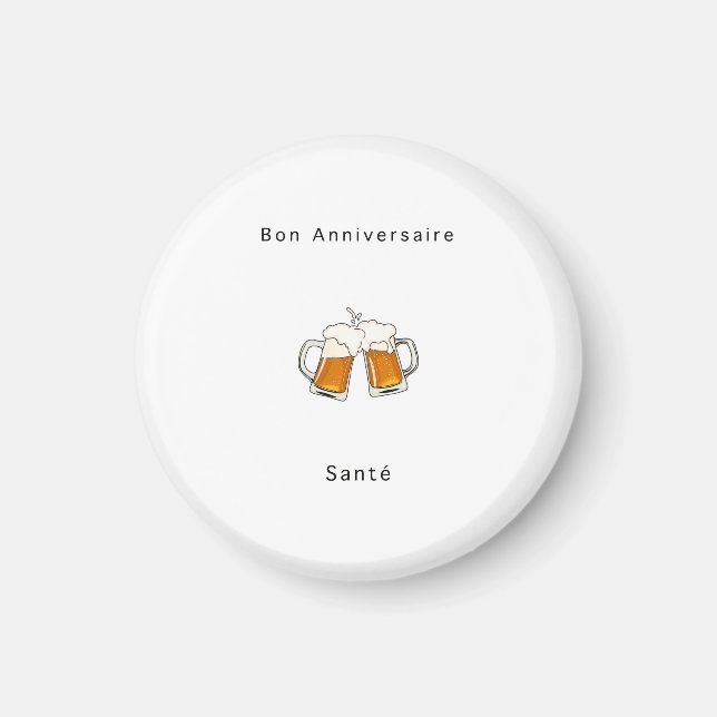 Imán Regalo de cumpleaños francés, Feliz Cumpleaños, Sa (Frente)