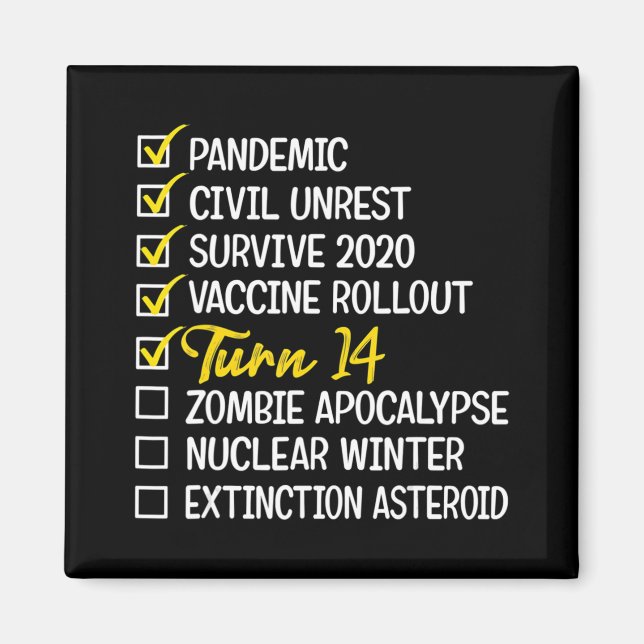 Imán Regalo de cumpleaños número 14 de diversión Cuaren (Frente)