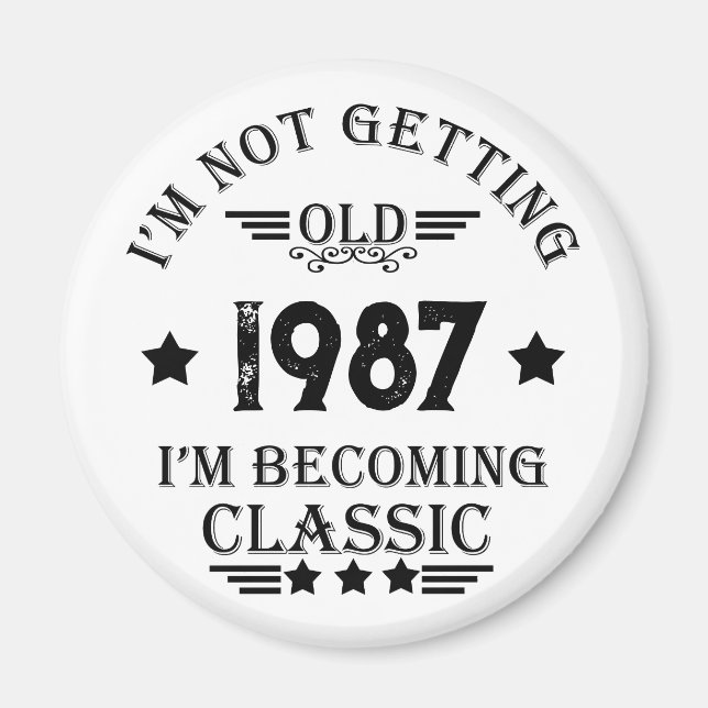 Imán Regalo de cumpleaños vintage personalizado (Frente)