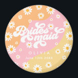Imán Regalo de dama de honor personalizado de Retro Boh<br><div class="desc">Retro Boho Daisy Imán de regalo de dama de honor personalizado</div>