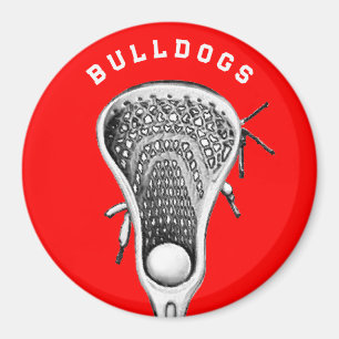 Imán Regalo de Deportes del Equipo de Lacrosse Rojo