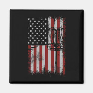 Imán Regalo de disco de golf de bandera americana retro
