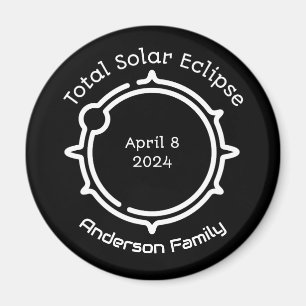Imán Regalo de eclipse solar 2024 negro mínimo moderno