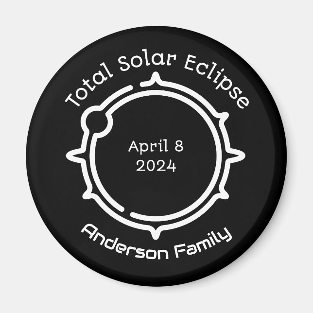 Imán Regalo de eclipse solar 2024 negro mínimo moderno (Frente)