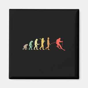Imán Regalo de evolución de esquí retro para esquiadore