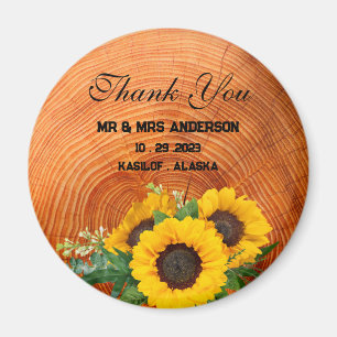 Imán Regalo de favorita de boda de madera de girasol rú