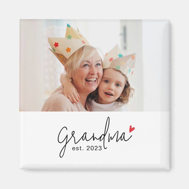 Imán Regalo de Foto de Abuela Establecida (Frente)