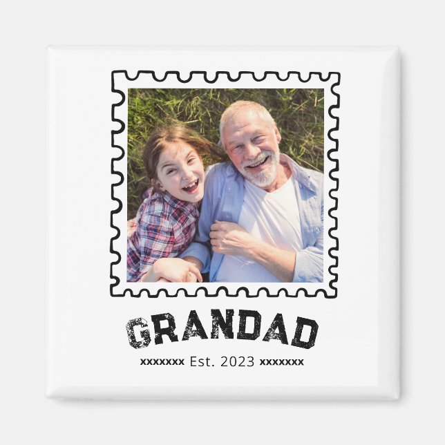 Imán Regalo de Foto de Abuelo Fundado (Frente)