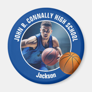 Imán Regalo de foto de jugador de baloncesto azul