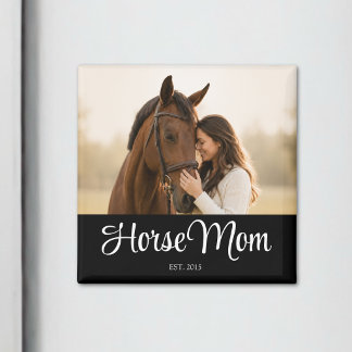 Imán Regalo de Foto de Mamá de Caballo Establecida