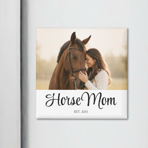 Imán Regalo de Foto de Mamá de Caballo Establecida
