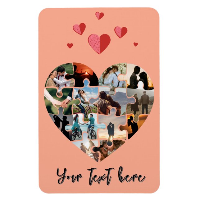 Imán Regalo de foto del día de San Valentín corazón (Vertical)
