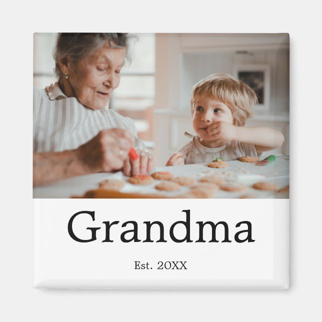 Imán Regalo de foto establecida de abuela (Frente)