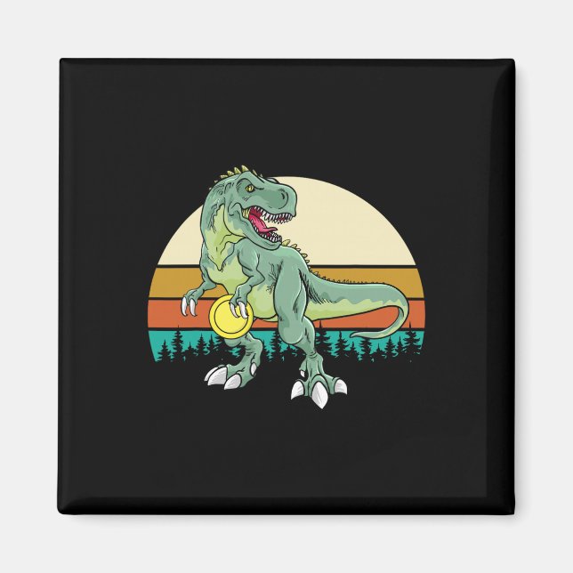 Imán Regalo de golfista de dinosaurio Dino Retro T Rex  (Frente)
