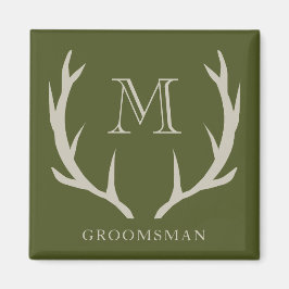 Imán Regalo de Groomsmen, Personalizado de Antler Verde