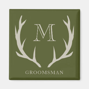 Imán Regalo de Groomsmen, Personalizado de Antler Verde