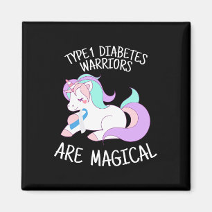 Imán Regalo de guerrero de diabetes de unicornio