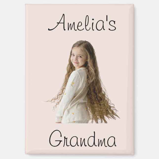Imán Regalo de la abuela - Foto y nombre del nieto - (Anverso)