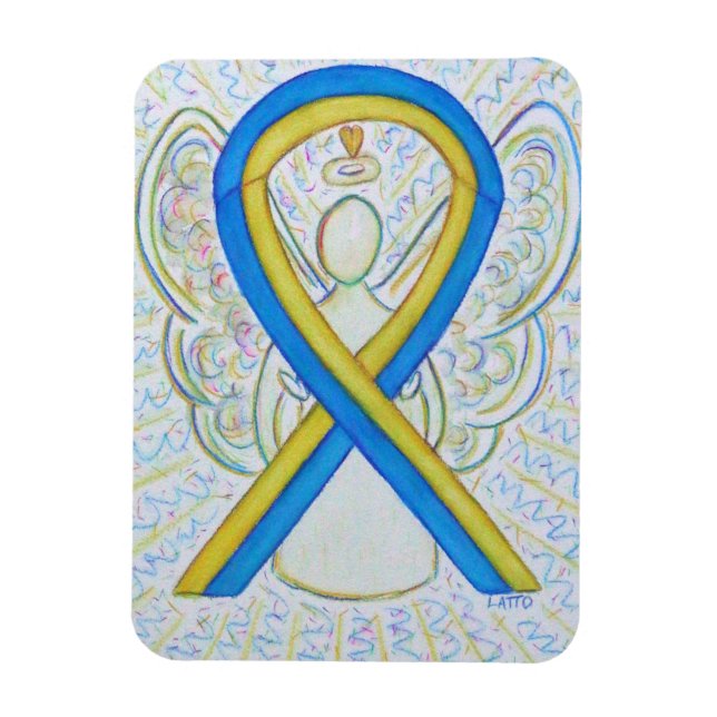 Imán Regalo de la cinta de sensibilidades azul y amaril (Vertical)