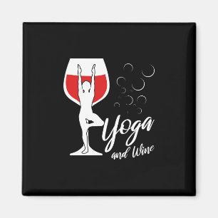 Imán Regalo de Navidad Me encanta el yoga y el vino