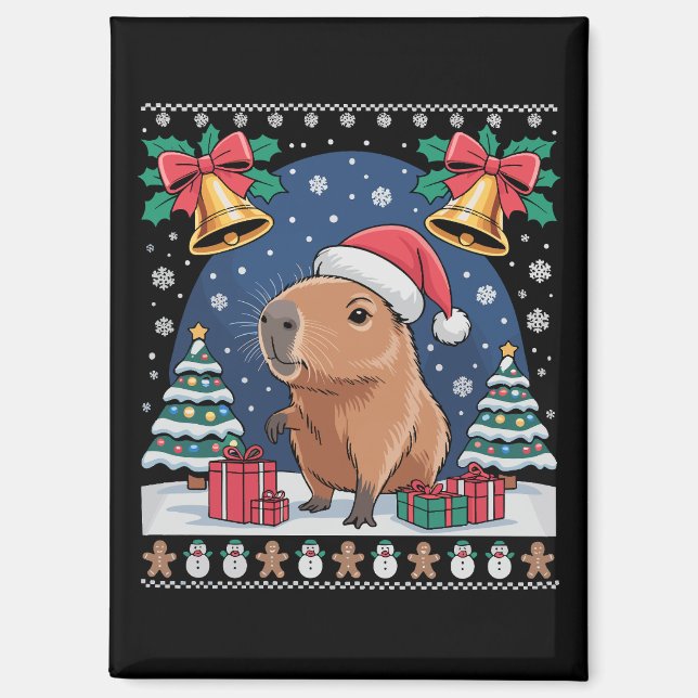Imán Regalo de Navidad para amantes de los carpinchos,  (Anverso)