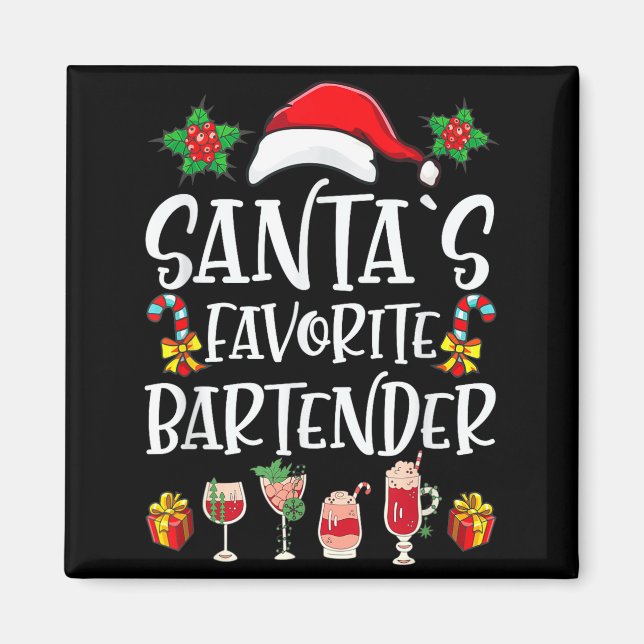 Imán Regalo de Navidad para Bartender El Bartender Favo (Frente)