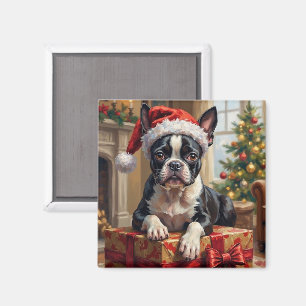 Imán Regalo de Navidad para perro Boston Terrier elegan