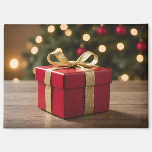 Imán Regalo de Navidad Rojo y Dorado