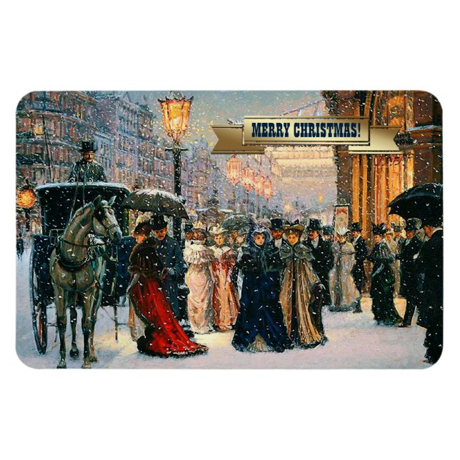 Imán Regalo de Navidades de escenas parisinas de invier (Horizontal)