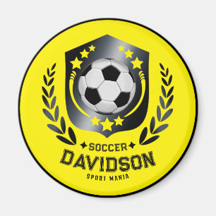 Imán Regalo de nombre de fútbol personalizado amarillo 