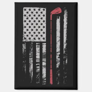 Imán Regalo de palo de golf de bandera americana vintag