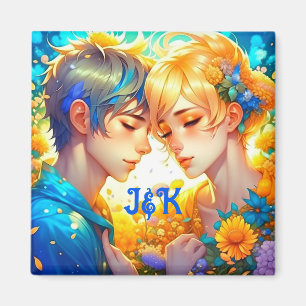 Imán Regalo de pareja romántica   Anime Boy y Chica
