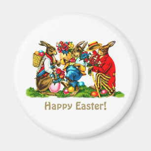 Imán Regalo de Pascua de Conejos Vintage