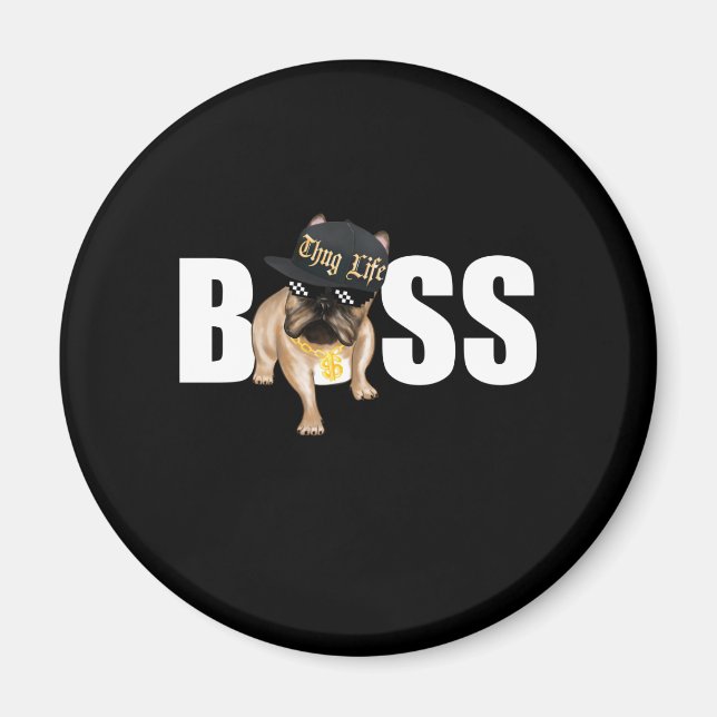 Imán Regalo de perro | Bulldog francés Thug Life (Frente)