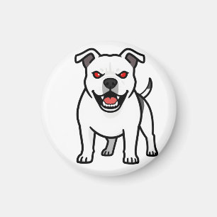 Imán Regalo de perro de dibujos animados Pitbull blanco