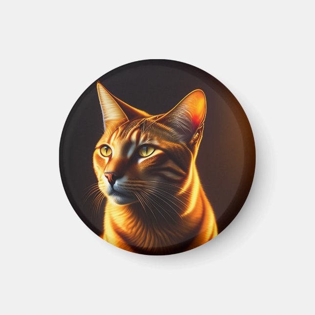 Imán Regalo de pintura con retrato de cara de gato (Frente)