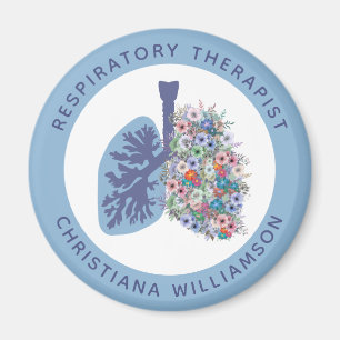 Imán Regalo de pulmones florales de terapeuta respirato