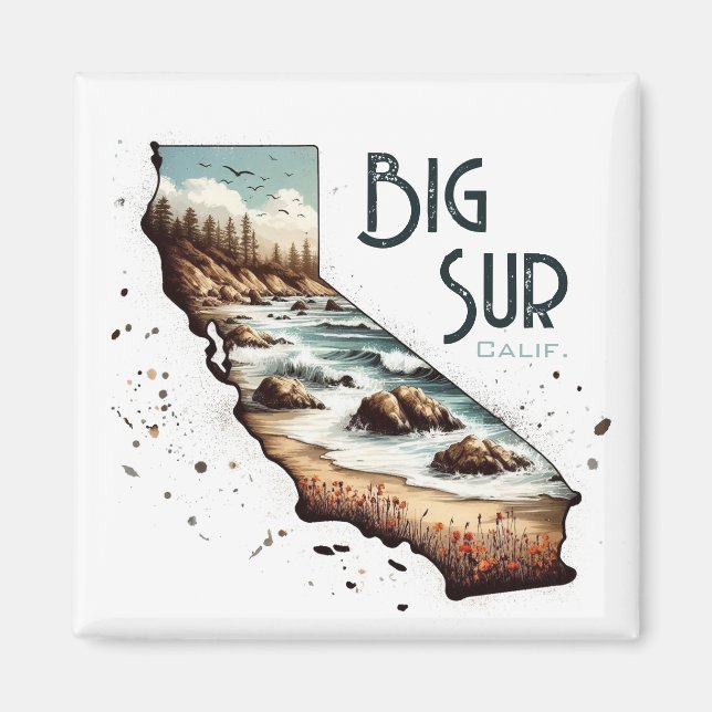 Imán Regalo de recuerdo de Big Sur California (Frente)